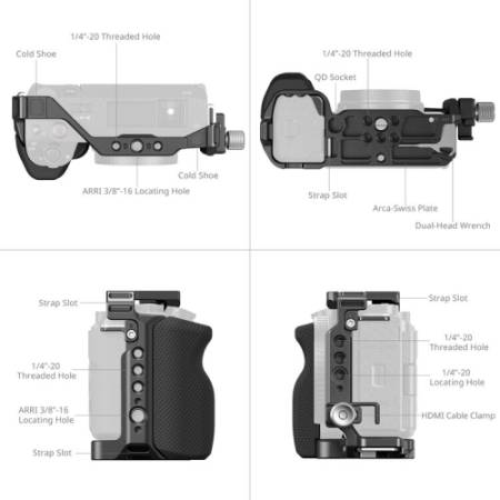 SmallRig 4257B - klatka z silikonowym uchwytem, zacisk kabla HDMI, do Sony ZV-E1 - szczegóły